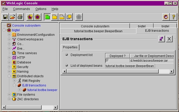EJB transactions in the Console